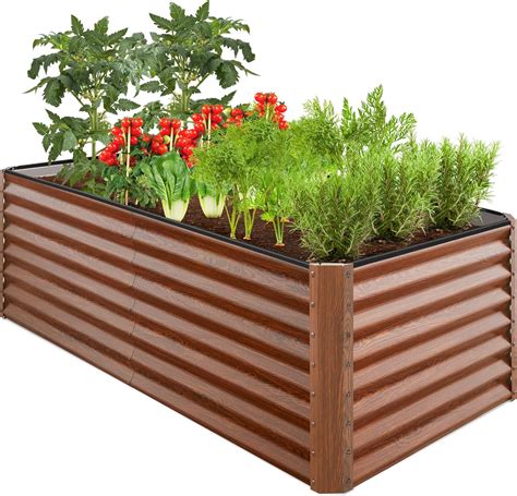 raised metal planters for outdoors